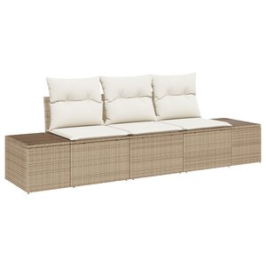 vidaXL Ensemble de 3 pièces de canapé de jardin avec coussins Beige Poly Rotin