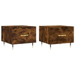 vidaXL Tables basses 2 Pièces chêne fumé 50x50x40 cm bois d'ingénierie