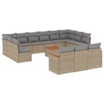 vidaXL Salon de jardin et coussins 14 Pièces mélange beige résine tressée