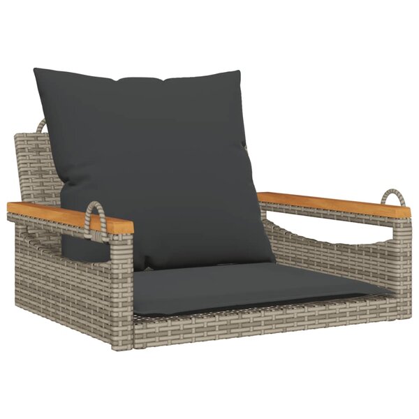 vidaXL Balancelle avec coussins gris 63x62x40 cm résine tressée