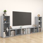 vidaXL Meubles TV 4 Pièces Gris béton 107x35x37 cm Aggloméré