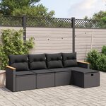 vidaXL Salon de jardin 5 Pièces avec coussins noir résine tressée