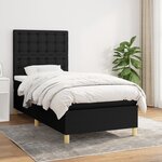 vidaXL Sommier à lattes de lit avec matelas Noir 90x200 cm Tissu