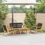 vidaXL Chaises de jardin 4 Pièces Bois d'acacia massif Noir