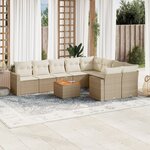 vidaXL Salon de jardin avec coussins 10 Pièces beige résine tressée