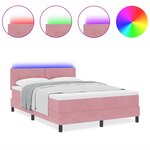vidaXL Lit Box Spring avec Matelas & LED Rose 140x190 cm Velours