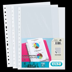 Elba Pack de 10 Couvertures Standard Folio Multi-trous - Matériau PP 90° - Couleur de peau orange transparente