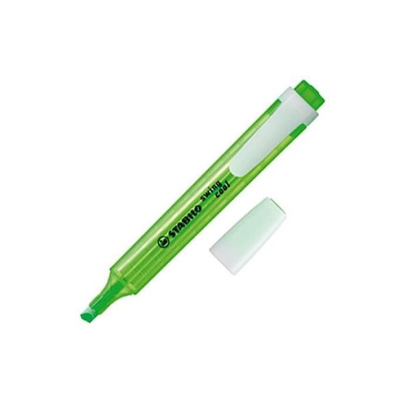 Blister de 1 surligneur de poche swing cool pointe biseautée 1 - 4 mm - vert x 10 stabilo