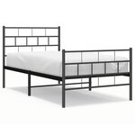 vidaXL Cadre de lit métal sans matelas avec pied de lit noir 80x200 cm