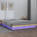 vidaXL Cadre de lit à LED sans matelas 140x190 cm bois massif