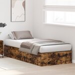 Cadre de lit de rangement vidaXL Chêne fumé 75x190 cm