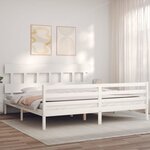 vidaXL Cadre de lit sans matelas blanc 200x200 cm bois massif