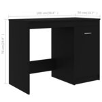 Bureau table poste de travail meuble d'ordinateur informatique étude 100 x 50 x 76 cm bois d’ingénierie noir 02_0023888