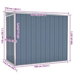 vidaXL Abri de jardin mural Gris 118x194x178 cm Acier galvanisé