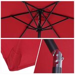 Parasol inclinable de jardin balcon terrasse manivelle toile polyester imperméabilisée haute densité 180 g/m² Ø2 7 x 2 35H m alu rouge vineux