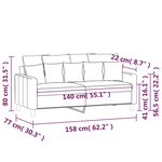 vidaXL Canapé à 2 places Gris foncé 140 cm Velours
