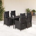 vidaXL Ensemble à manger de jardin coussins 5Pièces Noir Résine tressée