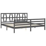 vidaXL Cadre de lit avec tête de lit gris 200x200 cm bois massif