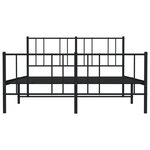 vidaXL Cadre de lit métal avec tête de lit/pied de lit noir 135x190 cm