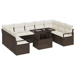 vidaXL Ensemble de canapé de jardin 10 pièces avec coussins marron
