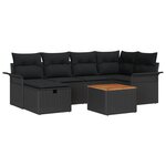 vidaXL Ensemble canapé de jardin 7 pièces avec coussins noir en poly rattan