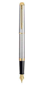 Waterman hemisphere stylo plume  acier inoxydable  plume fine  encre bleue  coffret cadeau