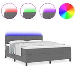 vidaXL Lit à Sommier avec Matelas & Lumière LED Gris Clair Super King en Tissu en Velours Côtelé
