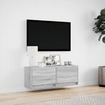 vidaXL Meuble TV mural avec lumières LED sonoma gris 100x31x35 cm