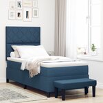 vidaXL Lit à Ressorts avec Matelas et Banc Bleu 100x200 cm Tissu
