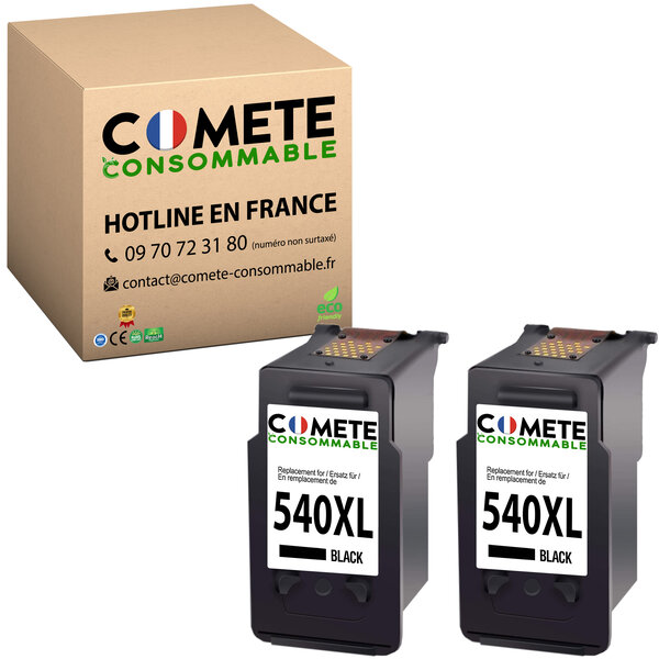 COMETE, Entreprise française - 540 XL - 2 Cartouches Noires Compatibles avec Canon