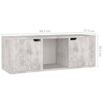 vidaXL Meuble TV Béton 88 5x27 5x30 5 cm Bois d’ingénierie