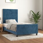 vidaXL Cadre de lit avec tête de lit Bleu foncé 100x200 cm Velours