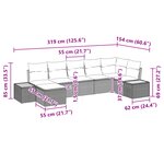 vidaXL Ensemble de Canapé de Jardin 7 Pièces avec Coussins Beige Poly Rattan Acacia