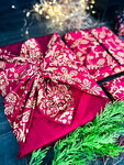 Lot de 3 Emballage Papier Cadeau Réutilisable Coton Recyclé Tissu Furoshiki Ecologique Rouge Bordeaux Design Créatrice Famille Mystérieuse