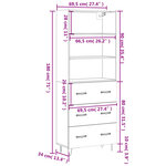 vidaXL Buffet haut Blanc 69 5x34x180 cm Bois d'ingénierie