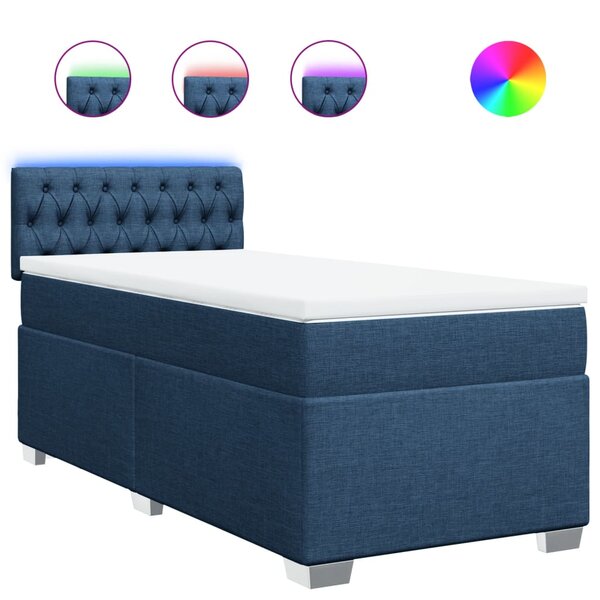 vidaXL Sommier à lattes de lit avec matelas Bleu 80x200 cm Tissu