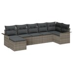 vidaXL Ensemble de Canapés de Jardin 7 pièces avec Coussins Gris Rattan Poly