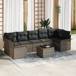 Ensemble de canapés de jardin vidaXL 8 pièces avec coussins en rotin synthétique gris