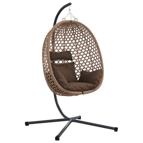 vidaXL Panier chaise œuf suspendue avec support Café Poly Rotin