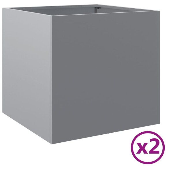 vidaXL Jardinières 2 Pièces argenté 49x47x46 cm acier galvanisé