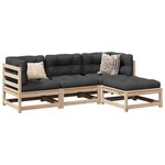vidaXL Salon de jardin 4 Pièces avec coussins bois de pin massif
