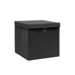vidaXL Boîtes de rangement avec couvercles 4 Pièces 28x28x28 cm Noir