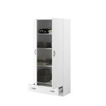 Armoire 2 portes battantes panneaux de particules + 1 tiroir - Décor blanc 78 x 38 x Hauteur 170 cm