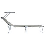 vidaXL Chaises longues pliantes 2 Pièces avec auvent en tissu Oxford gris 600D