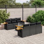 vidaXL Salon de jardin 7 Pièces avec coussins noir résine tressée
