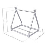 Lit Tipi enfant bois massif naturel vernis 120 x 180 cm