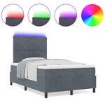 Lit Box Spring vidaXL avec Matelas et LED Gris Foncé 120x200 cm Velours