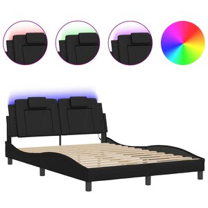 vidaXL Cadre de lit avec LED sans matelas noir 140x190 cm