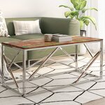 vidaXL Table basse argenté inox et bois de récupération massif