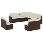 vidaXL Salon de jardin et coussins 11 Pièces marron résine tressée